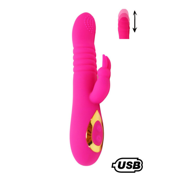 TWIST 2 Rose, Vibromasseur Rabbit "va-et-vient" USB en silicone médical, doté de 18 modes de stimulation 